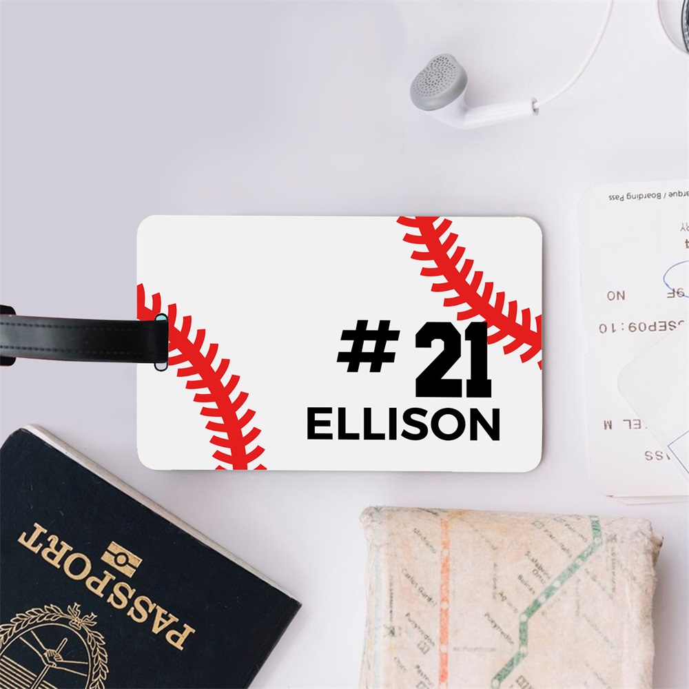 Etiquette de bagage baseball personnalisée avec nom Accessoires de voyage Cadeau d'anniversaire pour joueur de baseball Amoureux du sport