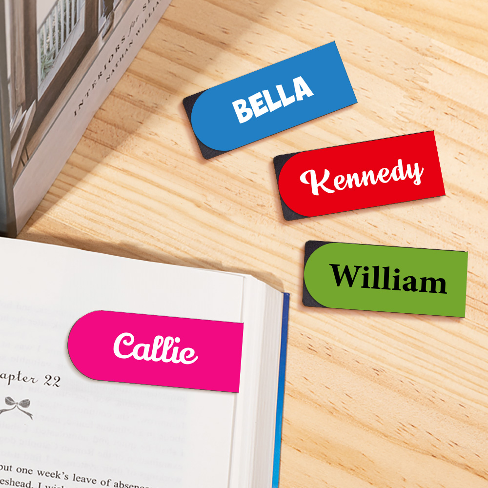 Marque-page magnétique en cuir multicolore avec nom Cadeau d'anniversaire pour les rats de bibliothèque