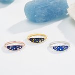 Personalisierter Mond und Stern Geburtsstein Emaille Ring Himmel Schmuck Geburtstag Valentinstag Geschenk für Damen