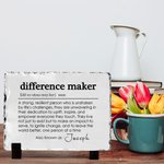Personalized Difference Maker Slate Plaque with Name and Stand Office Desk Decor Affirmation Appreciation Gift for Leader Coworker Teacher