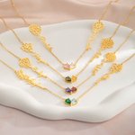 Personalized Heart Birthstone Necklace with Birthday Flower and Name Valentine's Day Birthday Anniversary Gift for Women