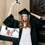 Gepersonaliseerde afstuderen Cartoon Karakter Grote Canvas Tas met Initialen en Naam Afstuderen Verjaardagscadeau voor meisjes Vrienden