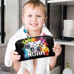 Personalisierte tragbare bunte Spiel-Controller-Muster Kulturtasche mit Griff Reisezubehör Geburtstagsgeschenk für Spiele-Liebhaber