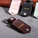 Personalisierter PU-Leder Schlüsselanhänger mit Foto Eingraviertem Text Vatertag Muttertag Jahrestag Geschenk für Papa Mama