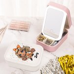 Personalisierte Cheerleading Mädchen Leder-Schmuck-Box mit Namen und LED dreifarbig einstellbar Make-up-Spiegel Game Day Geburtstagsgeschenk für Mädchen