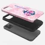 Personalized Pink Rose Sorority Phone Case with Name and Text for iPhone Samsung Graduation Keepsake Birthday Gift for Sisters Friends