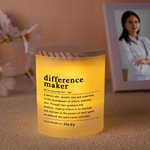 Personalized Difference Maker LED Candle Lamp Jar with Name and Wooden Lid Home Decor Appreciation Gift for Leader Coworker Teacher