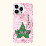 Personalized Pink Rose Sorority Phone Case with Name and Text for iPhone Samsung Graduation Keepsake Birthday Gift for Sisters Friends