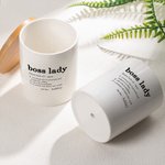 Personalised Boss Lady Definition Ceramic Plant Pot with Name and Bamboo Base Promotion New Job Gift for Female Boss