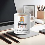 Personalisierte Cartoon Business Mann und Frau Keramik Becher mit Griff und Name Titel Geburtstag Induktion Motivationsgeschenk für Büroangestellte