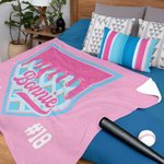 Personalized Baseball Ice Cream Dripping Soft Fleece Throw Blanket with Name and Number Home Decor Game Day Birthday Gift for Baseball Lovers