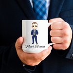 Personalisierte Cartoon Business Mann und Frau Keramik Becher mit Griff und Name Titel Geburtstag Induktion Motivationsgeschenk für Büroangestellte