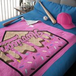 Personalized Baseball Ice Cream Dripping Soft Fleece Throw Blanket with Name and Number Home Decor Game Day Birthday Gift for Baseball Lovers