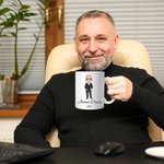Personalisierte Cartoon Business Mann und Frau Keramik Becher mit Griff und Name Titel Geburtstag Induktion Motivationsgeschenk für Büroangestellte