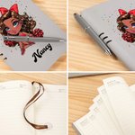 Gepersonaliseerd Cartoon Cheerleader Girl Lederen A5 gelinieerd dagboek Notebook Pen Set met naam Verjaardag Game Day Office Gift voor vrouwen meisjes
