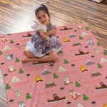 Personalized Woodland Animal Adventure Soft Throw Blanket with Name and Date Baby Shower Birthday Gift for Boys Girls