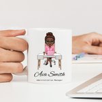 Personalisierte Cartoon Business Mann und Frau Keramik Becher mit Griff und Name Titel Geburtstag Induktion Motivationsgeschenk für Büroangestellte