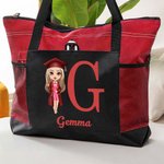 Personalizado Lindo Académico Cartoon Character Tote Bag with Name Fashion Graduation Season Gift for Girl Woman
