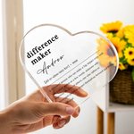 Personalized Difference Maker Acrylic Heart Plaque with Name Home Decor Appreciation Gift for Friends Family Coworkers