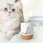 Taza de Cerámica con Tapa y Base de Madera Personalizada Retrato de Perro y Gato 13oz Regalo de Simpatía para los Amantes de las Mascotas en Memoria de su Pérdida