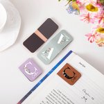 Personalised Birth Flower Magnetic Leather Bookmark Clip with Name and Initial School Office Stationery Supplies Gift for Bookworms Book Lovers
