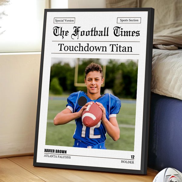 Personalized The Football Time 1-4 Photos Painting Poster with Text Game Day Birthday Gift for Football Players