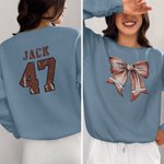 Personalizado Béisbol Baloncesto Fútbol Lazo Crewneck Camiseta Sudadera con Nombre y Número Cumpleaños Animar Accesorios Regalo para Mamá Amante del Deporte