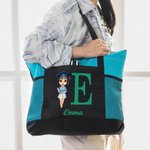 Personalizado Lindo Académico Cartoon Character Tote Bag with Name Fashion Graduation Season Gift for Girl Woman