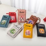 Personalisierte anthropomorphe Geburt Blume Leder Crossbody Bag Brieftasche mit Namen und Kartenschlitze Geburtstag Reisezubehör Geschenk für Frauen