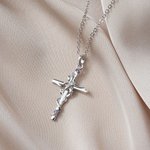 Personalized Cross Bee Adjustable Necklace with Birthstone Dainty Religious Jewelry Anniversary Birthday Baptism Gift for Women