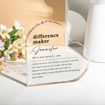 Personalized Difference Maker Acrylic Heart Plaque with Name Home Decor Appreciation Gift for Friends Family Coworkers