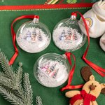 Personalisierte niedlichen Hase Schneemann Klarglas Ornament mit Namen und rotem Band Home Decor erste Weihnachten Baby Shower Geschenk für Neugeborene
