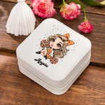 Personalizado de dibujos animados Cheerleading Chica Joyero de cuero con nombre de viaje accesorio de regalo de cumpleaños para las mujeres niñas