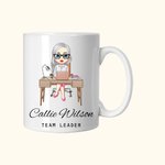 Personalisierte Cartoon Business Mann und Frau Keramik Becher mit Griff und Name Titel Geburtstag Induktion Motivationsgeschenk für Büroangestellte