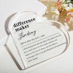 Personalized Difference Maker Acrylic Heart Plaque with Name Home Decor Appreciation Gift for Friends Family Coworkers