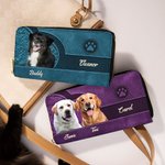 Personalisierte Retro 1-3 Katze Hund Fotos PU-Leder Geldbörse mit Namen Mehreren Fächern Reißverschluss Geburtstag Urlaub Geschenk für Tierliebhaber