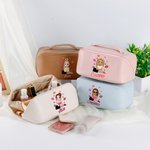 Personalisierte Lippenstift Cartoon Fashion Girl Wide Open Leder Makeup Tasche mit Namen Portable Travel Essentials Geburtstag Brautjungfer Geschenk für Frauen Mädchen