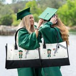 Personalizada de dibujos animados Graduado Nacimiento Flor Bolsa de lona grande con nombre Graduación Cumpleaños Regalo para las mujeres