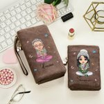 Cartera personalizada con personaje de dibujos animados ramo de flores de nacimiento ranuras para tarjetas regalo cumpleaños y Día de la Madre