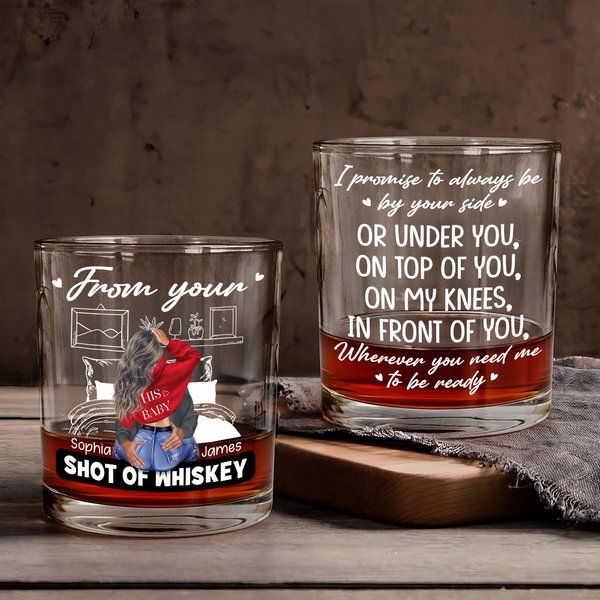 Personalised Hugging Cartoon Characters 10oz Whiskey Glass with Names Anniversary Valentine's Day Gift for Couple