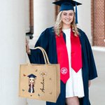 Personalisierte Cartoon Graduate Charakter Geburt Blume große Jute Tragetasche mit Namen Graduierung Geburtstag Geschenk für Frauen Absolventen