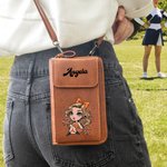 Personalisierte Mode Cheerleading Mädchen PU Leder Telefon Brieftasche Crossbody Tasche mit Namen Portable Travel Essentials Geburtstag Geschenk für sie