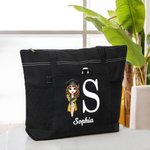 Personalizado Lindo Académico Cartoon Character Tote Bag with Name Fashion Graduation Season Gift for Girl Woman
