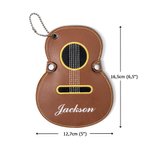 Personalisierte Gitarrenförmige PU-Leder Plektrum-Tasche mit Namen Schlüsselring Aufbewahrung Tragbar Geburtstag Musik Festival Geschenk für Gitarrist