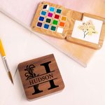 Iniziale personalizzata in legno a 15 griglie Mini tavolozza magnetica per acquerello con nome e clip Forniture portatili per pittura Regalo per artista pittore