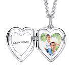 Gepersonaliseerde Sterling Zilveren Hart Foto Locket Ketting met Gegraveerde Tekst Minimalistische Sieraden Verjaardag Jubileum Cadeau voor Haar