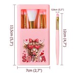 Set di 5 pennelli da trucco personalizzato con nome e design fantastici con specchio regalo di San Valentino o anniversario per donne