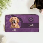 Personalisierte Retro 1-3 Katze Hund Fotos PU-Leder Geldbörse mit Namen Mehreren Fächern Reißverschluss Geburtstag Urlaub Geschenk für Tierliebhaber