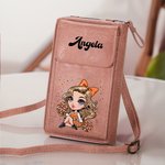 Personalisierte Mode Cheerleading Mädchen PU Leder Telefon Brieftasche Crossbody Tasche mit Namen Portable Travel Essentials Geburtstag Geschenk für sie