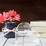 Personalized Difference Maker Acrylic Heart Plaque with Name Home Decor Appreciation Gift for Friends Family Coworkers